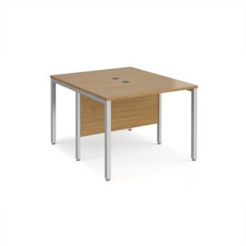 Maestro 25 back to back straight desks 1000mm x 1200mm - silver bench leg frame Oak Top - MB1012BSO