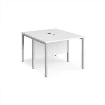 Maestro 25 back to back straight desks 1000mm x 1200mm - silver bench leg frame White Top - MB1012BSWH