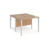 Maestro 25 back to back straight desks 1000mm x 1200mm - white bench leg frame Beech top - MB1012BWHB