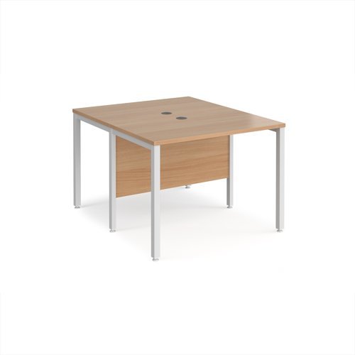 Maestro 25 back to back straight desks 1000mm x 1200mm - white bench leg frame Beech top - MB1012BWHB