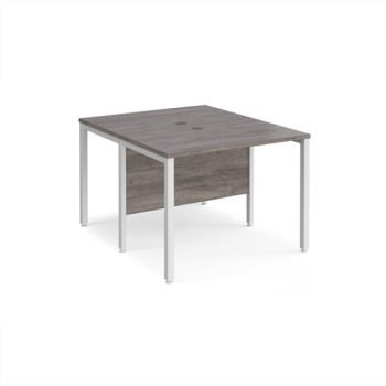 Maestro 25 back to back straight desks 1000mm x 1200mm - white bench leg frame Grey Oak Top - MB1012BWHGO