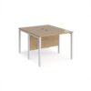 Maestro 25 back to back straight desks 1000mm x 1200mm - white bench leg frame Kendal Oak Top - MB1012BWHKO