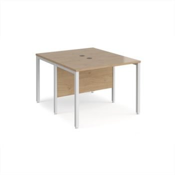 Maestro 25 back to back straight desks 1000mm x 1200mm - white bench leg frame Kendal Oak Top - MB1012BWHKO