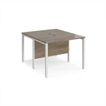 Maestro 25 back to back straight desks 1000mm x 1200mm - white bench leg frame Nebraska Oak Top - MB1012BWHNO