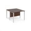 Maestro 25 back to back straight desks 1000mm x 1200mm - white bench leg frame Walnut top - MB1012BWHW