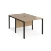 Maestro 25 back to back straight desks 1000mm x 1600mm - black bench leg frame Kendal Oak Top - MB1016BKKO