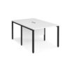 Maestro 25 back to back straight desks 1000mm x 1600mm - black bench leg frame White Top - MB1016BKWH