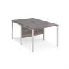 Maestro 25 back to back straight desks 1000mm x 1600mm - silver bench leg frame Grey Oak Top - MB1016BSGO