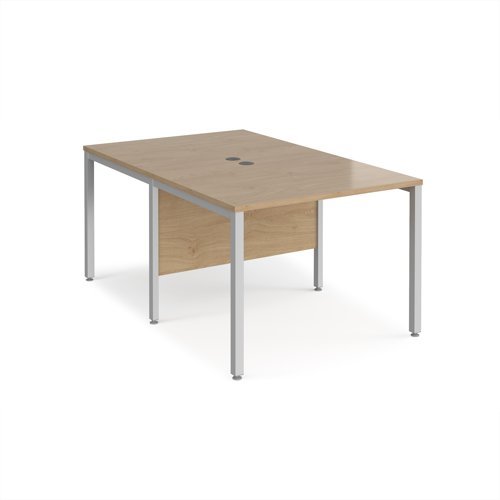 Maestro 25 back to back straight desks 1000mm x 1600mm - silver bench leg frame Kendal Oak Top - MB1016BSKO