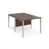 Maestro 25 back to back straight desks 1000mm x 1600mm - silver bench leg frame Walnut top - MB1016BSW