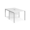 Maestro 25 back to back straight desks 1000mm x 1600mm - silver bench leg frame White Top - MB1016BSWH