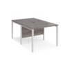Maestro 25 back to back straight desks 1000mm x 1600mm - white bench leg frame Grey Oak Top - MB1016BWHGO