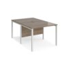 Maestro 25 back to back straight desks 1000mm x 1600mm - white bench leg frame Nebraska Oak Top - MB1016BWHNO