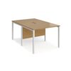 Maestro 25 back to back straight desks 1000mm x 1600mm - white bench leg frame Oak Top - MB1016BWHO