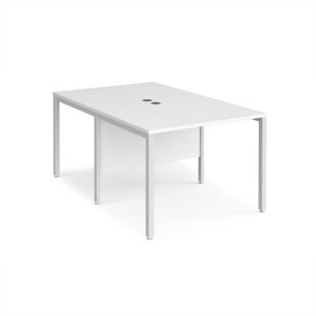 Maestro 25 back to back straight desks 1000mm x 1600mm - white bench leg frame White Top - MB1016BWHWH