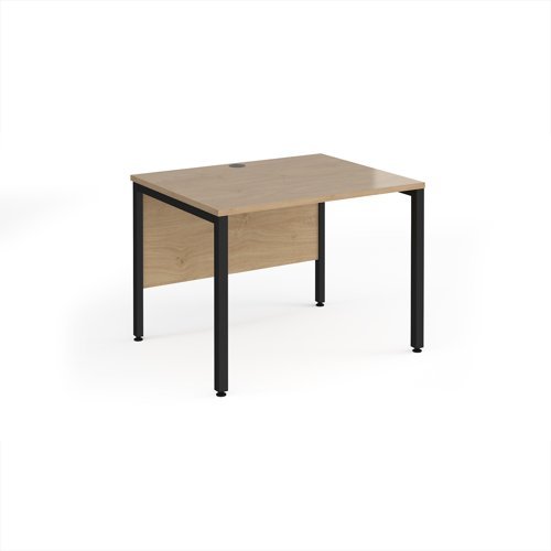 Maestro 25 straight desk 1000mm x 800mm - black bench leg frame Kendal Oak Top - MB10KKO