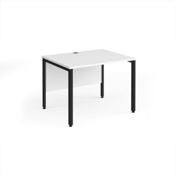 Maestro 25 straight desk 1000mm x 800mm - black bench leg frame White Top - MB10KWH