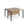 Maestro 25 back to back straight desks 1200mm x 1200mm - black bench leg frame Kendal Oak Top - MB1212BKKO