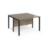 Maestro 25 back to back straight desks 1200mm x 1200mm - black bench leg frame Nebraska Oak Top - MB1212BKNO