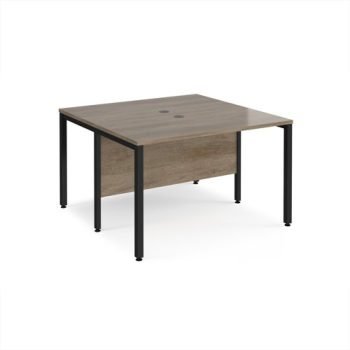 Maestro 25 back to back straight desks 1200mm x 1200mm - black bench leg frame Nebraska Oak Top - MB1212BKNO