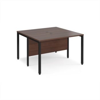 Maestro 25 back to back straight desks 1200mm x 1200mm - black bench leg frame Walnut top - MB1212BKW