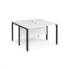 Maestro 25 back to back straight desks 1200mm x 1200mm - black bench leg frame White Top - MB1212BKWH