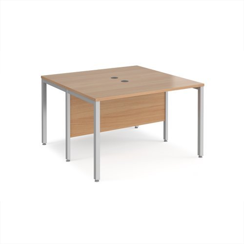 Maestro 25 back to back straight desks 1200mm x 1200mm - silver bench leg frame Beech top - MB1212BSB