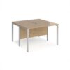 Maestro 25 back to back straight desks 1200mm x 1200mm - silver bench leg frame Kendal Oak Top - MB1212BSKO