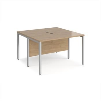 Maestro 25 back to back straight desks 1200mm x 1200mm - silver bench leg frame Kendal Oak Top - MB1212BSKO