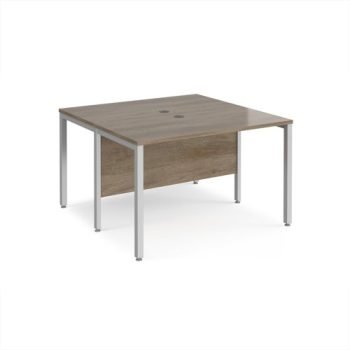 Maestro 25 back to back straight desks 1200mm x 1200mm - silver bench leg frame Nebraska Oak Top - MB1212BSNO