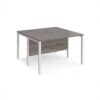 Maestro 25 back to back straight desks 1200mm x 1200mm - white bench leg frame Grey Oak Top - MB1212BWHGO