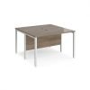 Maestro 25 back to back straight desks 1200mm x 1200mm - white bench leg frame Nebraska Oak Top - MB1212BWHNO