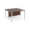 Maestro 25 back to back straight desks 1200mm x 1200mm - white bench leg frame Walnut top - MB1212BWHW