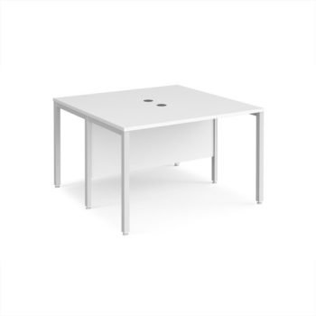 Maestro 25 back to back straight desks 1200mm x 1200mm - white bench leg frame White Top - MB1212BWHWH