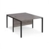 Maestro 25 back to back straight desks 1200mm x 1600mm - black bench leg frame Grey Oak Top - MB1216BKGO