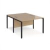 Maestro 25 back to back straight desks 1200mm x 1600mm - black bench leg frame Kendal Oak Top - MB1216BKKO