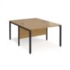 Maestro 25 back to back straight desks 1200mm x 1600mm - black bench leg frame Oak Top - MB1216BKO
