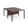 Maestro 25 back to back straight desks 1200mm x 1600mm - black bench leg frame Walnut top - MB1216BKW