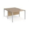 Maestro 25 back to back straight desks 1200mm x 1600mm - silver bench leg frame Kendal Oak Top - MB1216BSKO