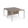 Maestro 25 back to back straight desks 1200mm x 1600mm - silver bench leg frame Nebraska Oak Top - MB1216BSNO