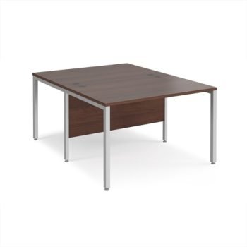 Maestro 25 back to back straight desks 1200mm x 1600mm - silver bench leg frame Walnut top - MB1216BSW