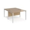 Maestro 25 back to back straight desks 1200mm x 1600mm - white bench leg frame Kendal Oak Top - MB1216BWHKO