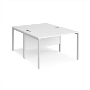 Maestro 25 back to back straight desks 1200mm x 1600mm - white bench leg frame White Top - MB1216BWHWH