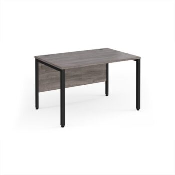 Maestro 25 straight desk 1200mm x 800mm - black bench leg frame Grey Oak Top - MB12KGO