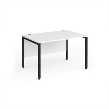 Maestro 25 straight desk 1200mm x 800mm - black bench leg frame White Top - MB12KWH