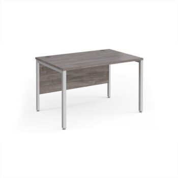 Maestro 25 straight desk 1200mm x 800mm - silver bench leg frame Grey Oak Top - MB12SGO