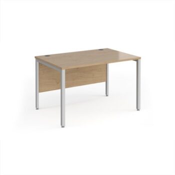 Maestro 25 straight desk 1200mm x 800mm - silver bench leg frame Kendal Oak Top - MB12SKO