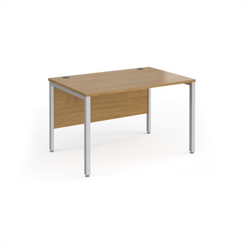 Maestro 25 straight desk 1200mm x 800mm - silver bench leg frame Oak Top - MB12SO
