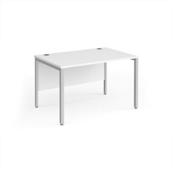 Maestro 25 straight desk 1200mm x 800mm - silver bench leg frame White Top - MB12SWH
