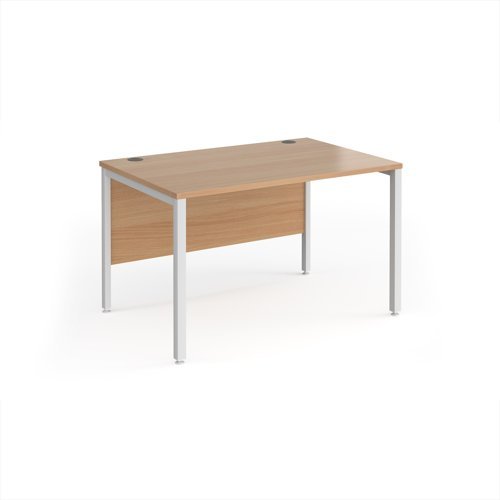Maestro 25 straight desk 1200mm x 800mm - white bench leg frame Beech top - MB12WHB
